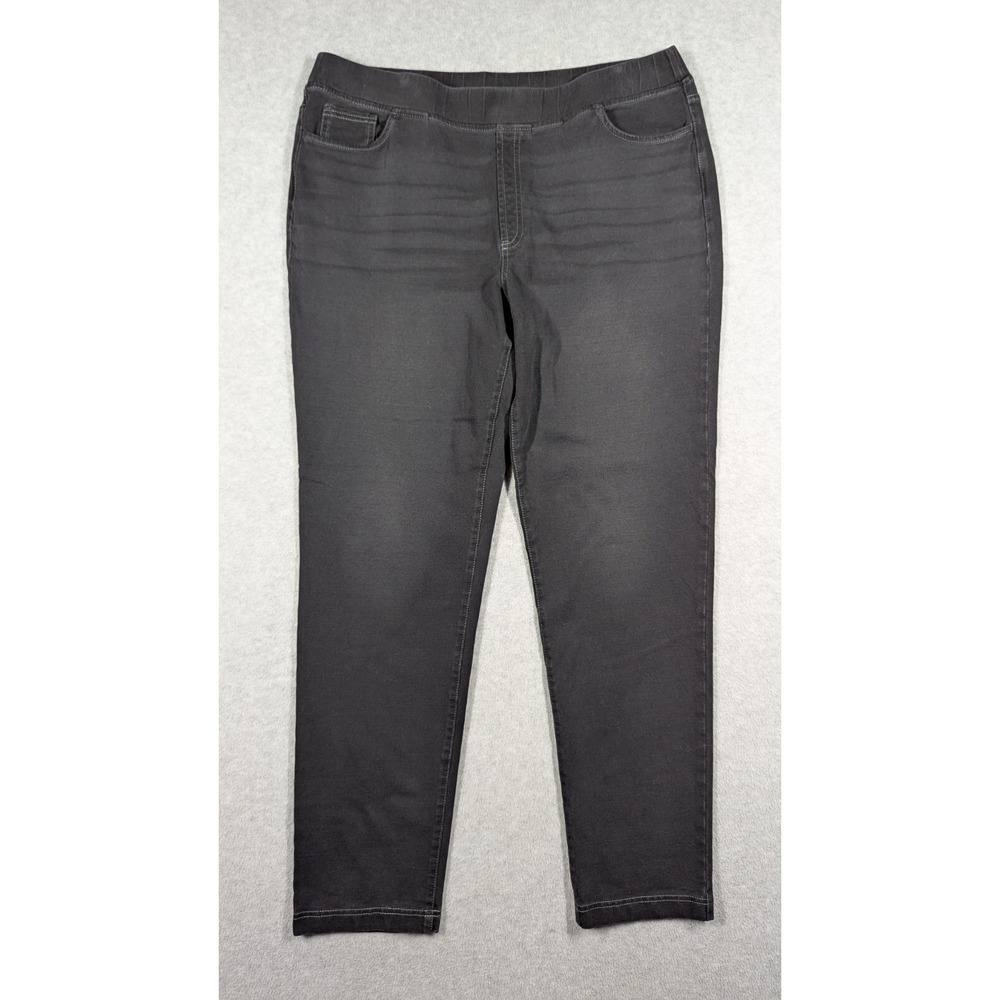 Purejill Women Pants Large Tapered 29" Inseam Slim‎ Leg Pull On High Rise Cotton